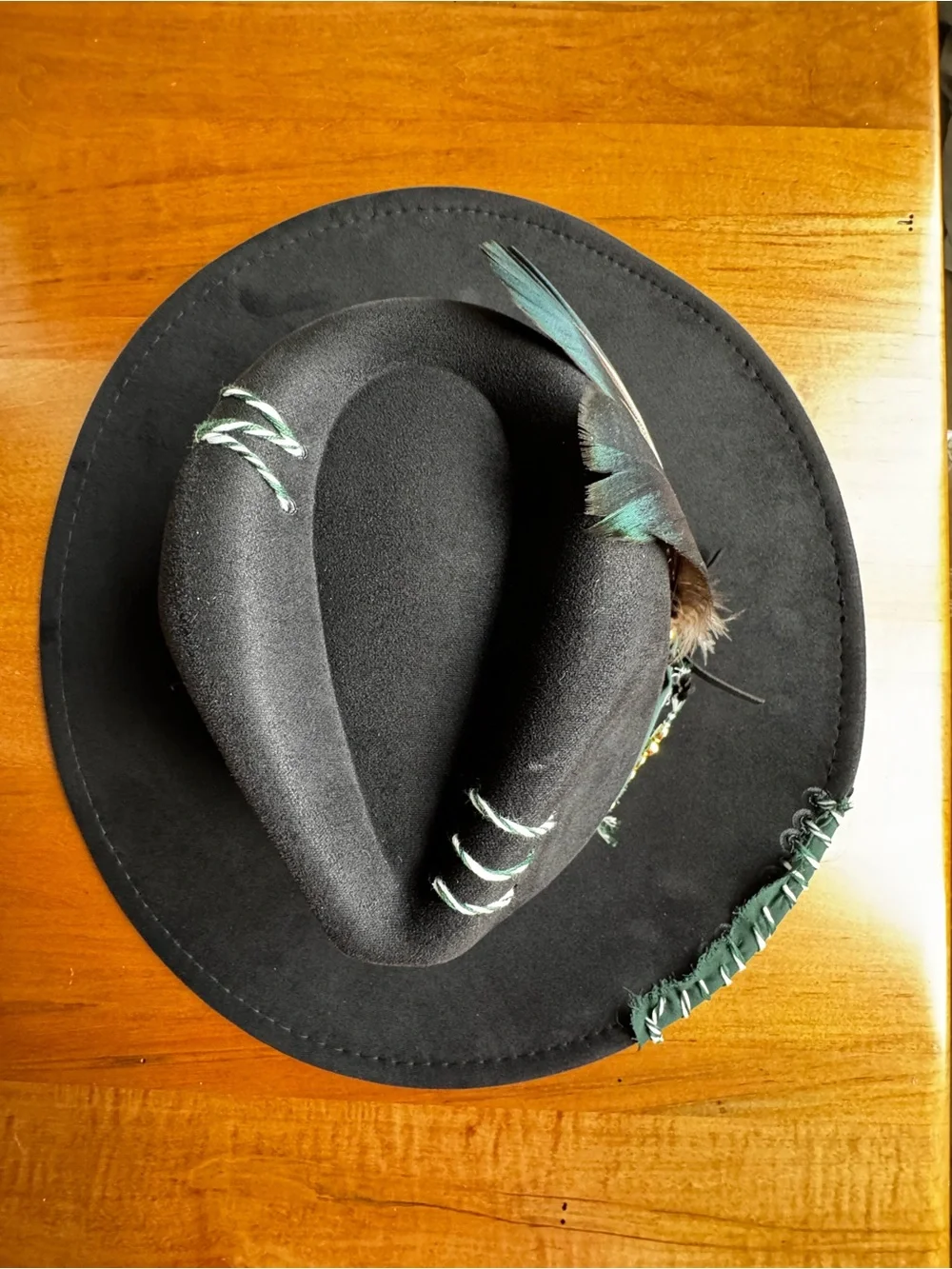 Hand Crafted Philadelphia Eagles Embellished Wide-Brim Vegan Suede Festival Hat